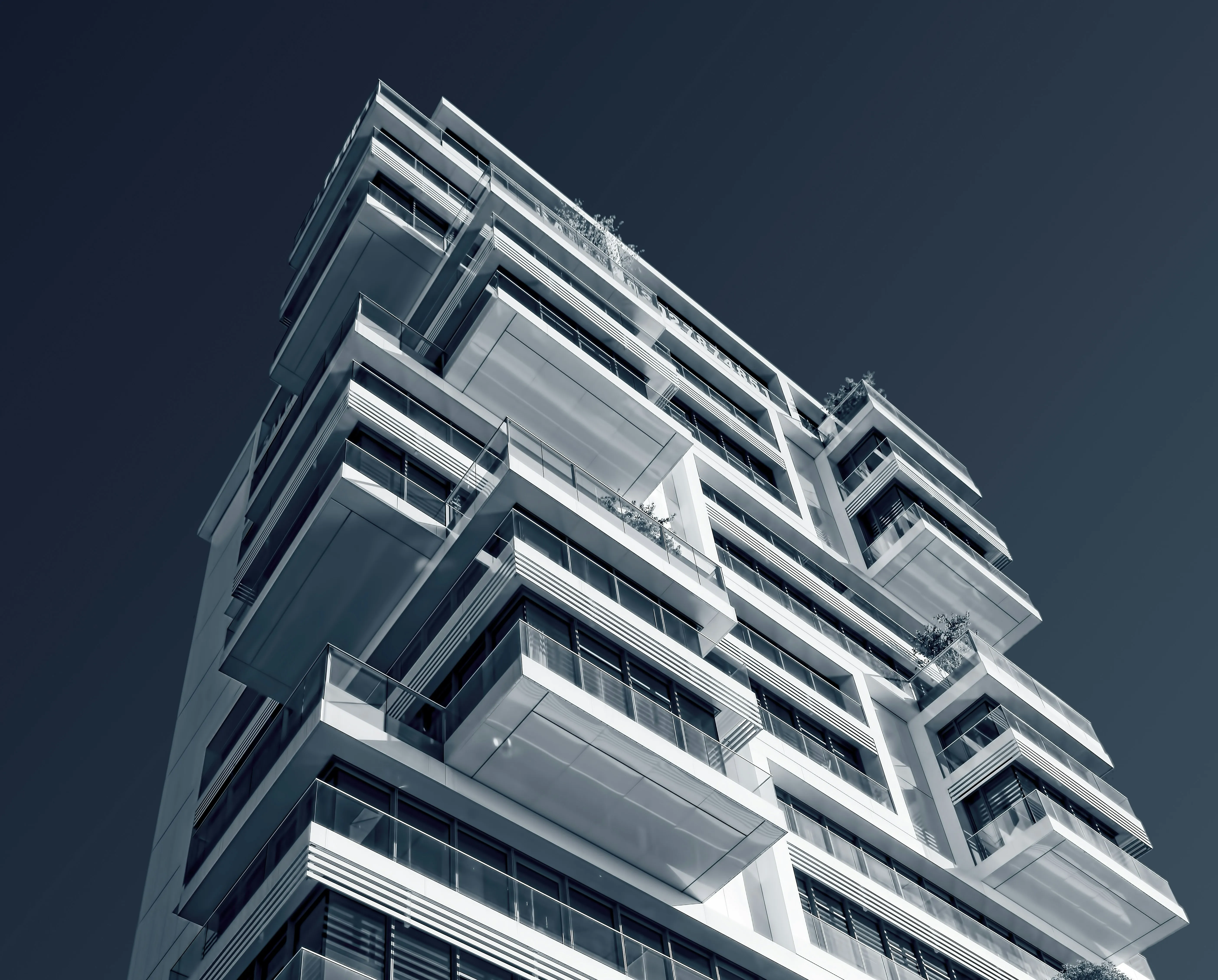 The facade of a residential building.