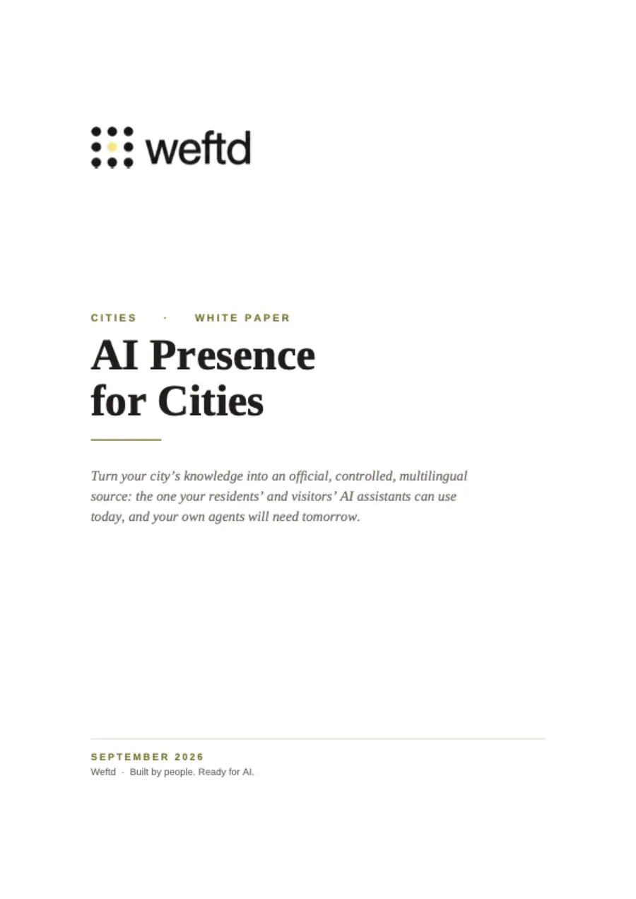 Cover of the Weftd whitepaper "AI presence for local governments."