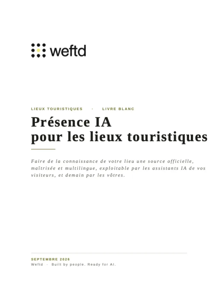 Couverture du livre blanc Weftd : Présence IA pour les lieux touristiques.